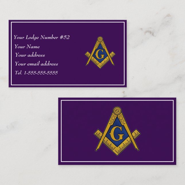 Freemason Freemasonry Symbol Masonic Purple Business Card (Front/Back)