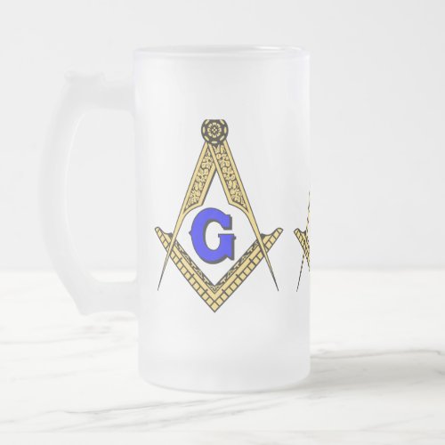 Freemason Frosted Glass Beer Mug
