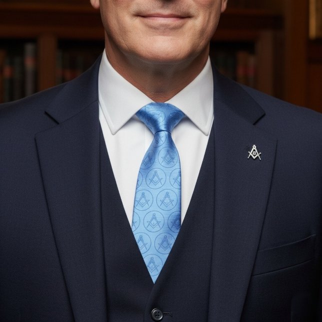 Freemason Icon Pattern Unique Gifts Blue Lodge Neck Tie (Freemason Icon Pattern Unique Gifts Blue Lodge Neck Tie)
