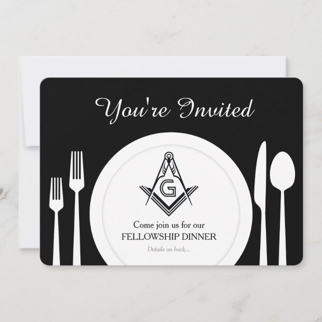 Freemason Invitation, Masonic Dinner Custom Invite (Front)