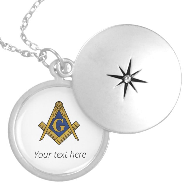 Freemason Ladies Night Masonic Gift Compass  Locket Necklace (Front)