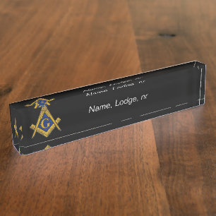 Freemason Masonic Black and gold Desk Name Plate