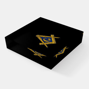 Freemason Masonic Black and gold Paperweight