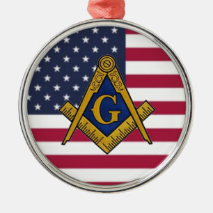 Freemason Masonic Freemasonry American Flag Metal Ornament