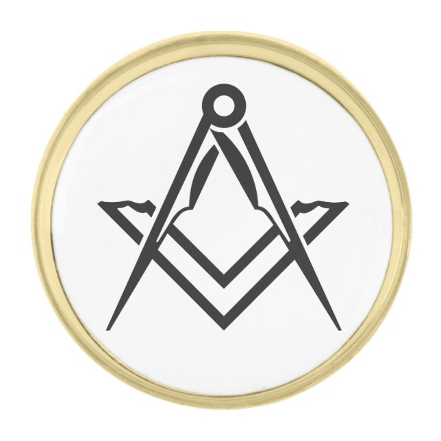 Freemason Masonic Freemasonry Square Compass Gold Finish Lapel Pin (Front)