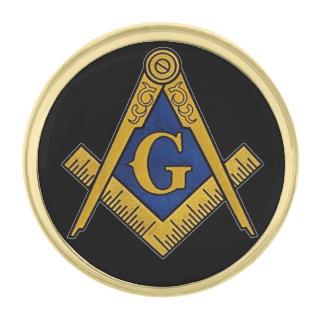 Freemason Masonic Freemasonry Square Compass Gold Finish Lapel Pin (Front)