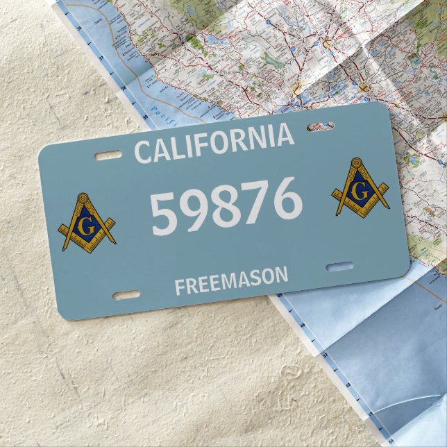 Freemason Masonic Freemasons Square and Compass License Plate (In Situ)