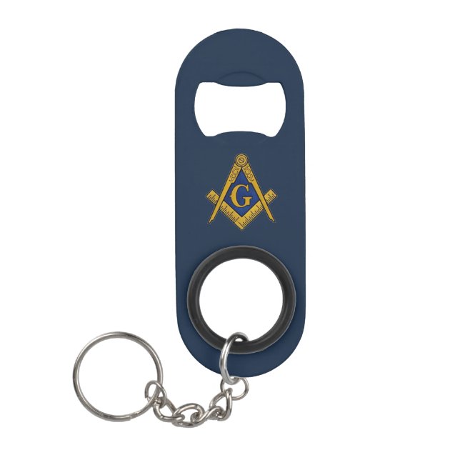 Freemason Masonic Gifts Blue Square and Compass  Keychain Bottle Opener (Front)