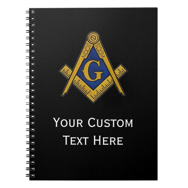 Freemason Masonic Gifts Square and Compass Black Notebook (Front)