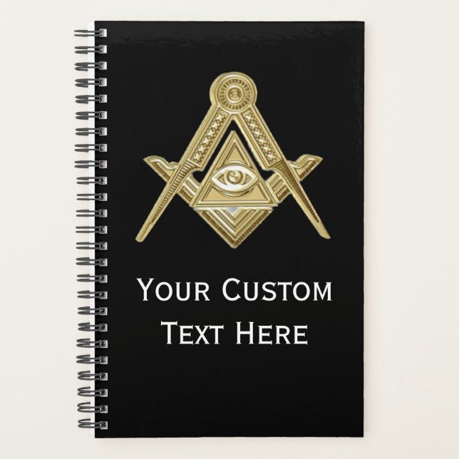 Freemason Masonic Gifts Square and Compass Black Planner (Front)