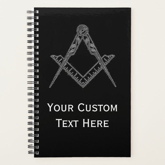 Freemason Masonic Gifts Square and Compass Black Planner (Front)