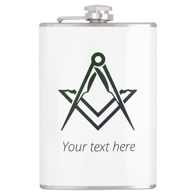 Freemason Masonic Gifts Square Compass Freemasonry Flask (Front)