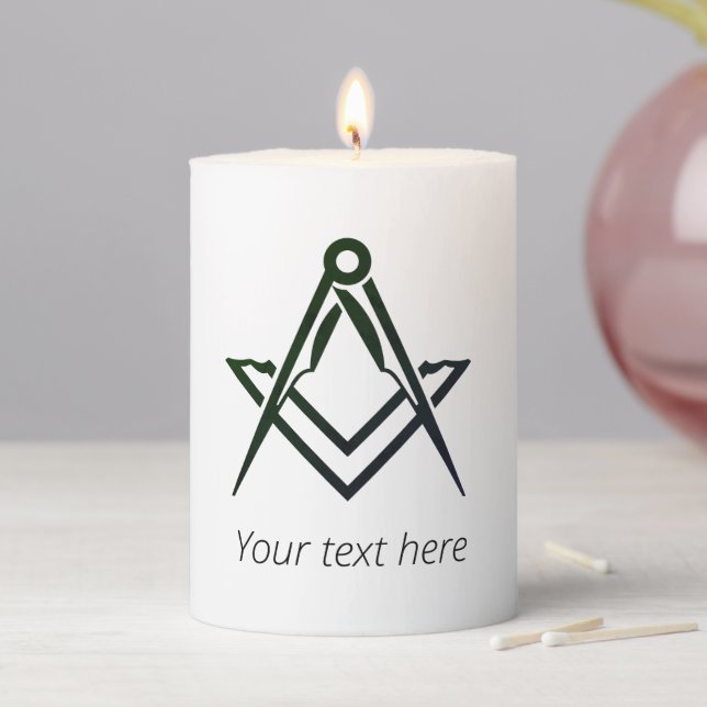 Freemason Masonic Gifts Square Compass Freemasonry Pillar Candle (In Situ)