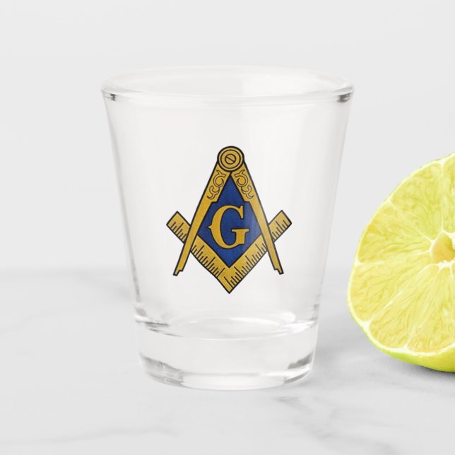 Freemason Masonic Gifts Symbol Compass Mason Shot Glass (Front)