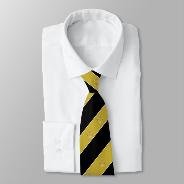 Freemason Masonic Lodge Attire Stripe Neck Tie (Tied)