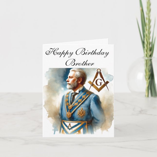 Freemason Masonic Mason Freemason Birthday Thank You Card (Front)