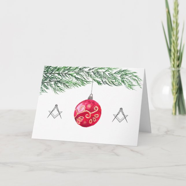 Freemason Masonic Mason Freemason Christmas Thank You Card (Front)