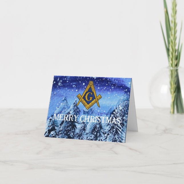 Freemason Masonic Mason Freemason Christmas Thank You Card (Front)
