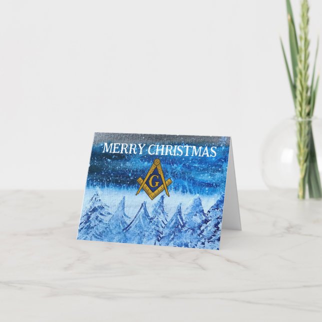 Freemason Masonic Mason Freemason Christmas Thank You Card (Front)