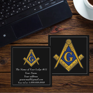 Freemason Masonic Masonry Black Blue Square Business Card