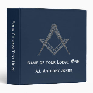 Freemason Masonic Masonry Square and Compass  3 Ring Binder
