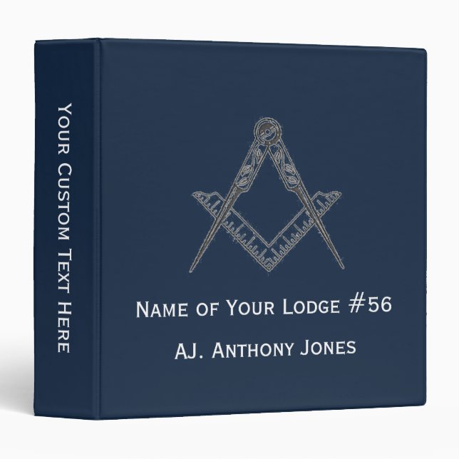 Freemason Masonic Masonry Square and Compass  3 Ring Binder (Front/Spine)