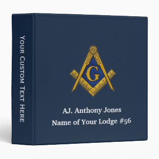 Freemason Masonic Masonry Square and Compass 3 Ring Binder