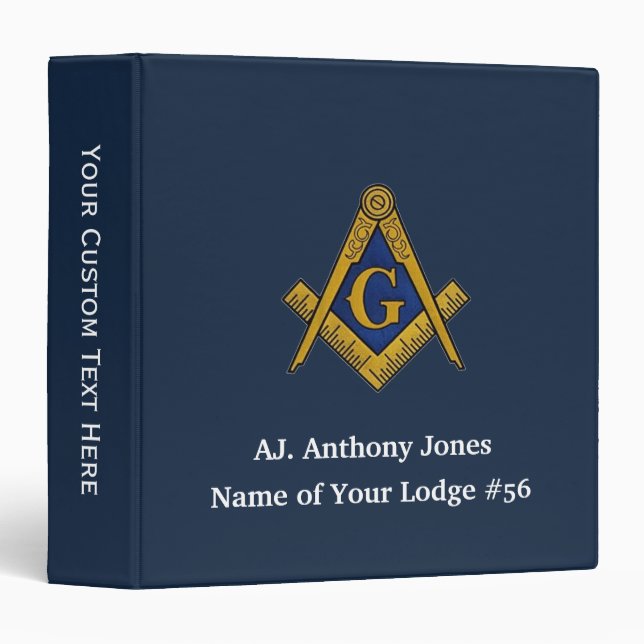 Freemason Masonic Masonry Square and Compass  3 Ring Binder (Front/Spine)