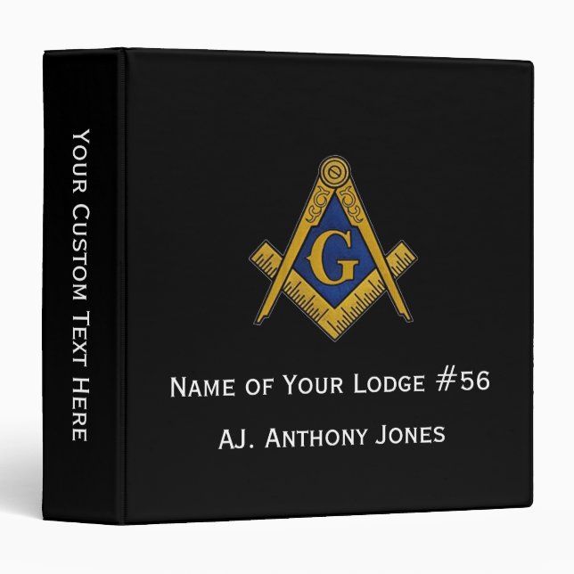 Freemason Masonic Masonry Square and Compass  3 Ring Binder (Front/Spine)