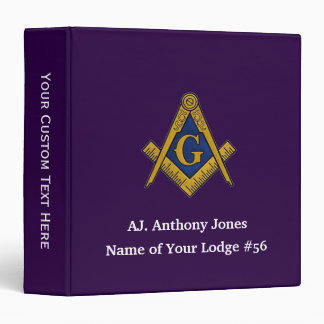 Freemason Masonic Masonry Square and Compass 3 Ring Binder