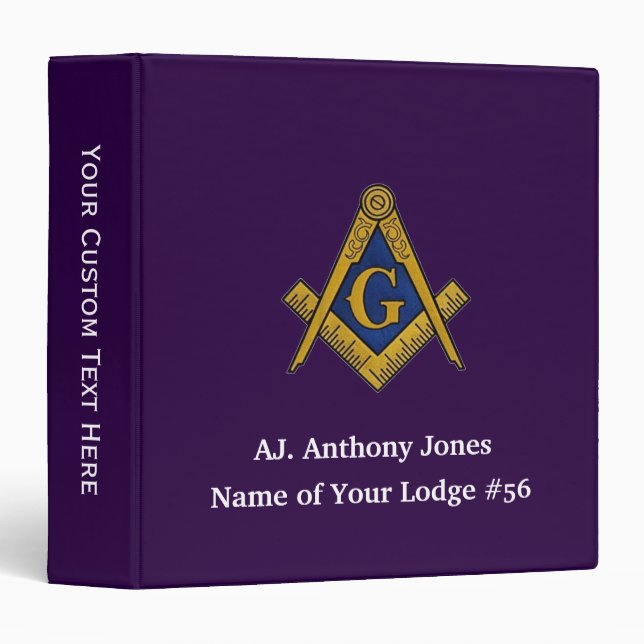 Freemason Masonic Masonry Square and Compass  3 Ring Binder (Front/Spine)