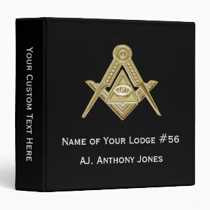 Freemason Masonic Masonry Square and Compass 3 Ring Binder