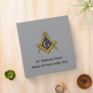 Freemason Masonic Masonry Square and Compass 3 Ring Binder