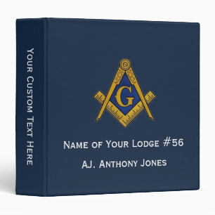 Freemason Masonic Masonry Square and Compass  3 Ring Binder