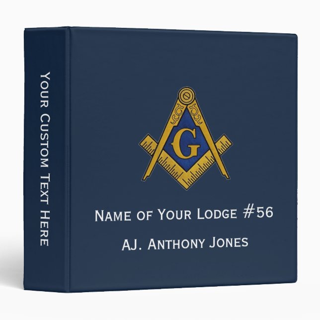 Freemason Masonic Masonry Square and Compass  3 Ring Binder (Front/Spine)