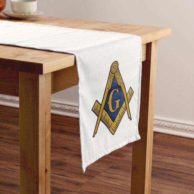 Freemason Masonic Masonry Square and Compass Long Table Runner (In Situ)