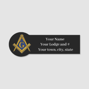 Freemason Masonic Masonry Square and Compass Name Tag