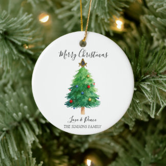 Freemason Masonic Pine Merry Christmas Tree  Ceramic Ornament