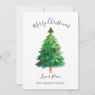 Freemason Masonic Pine Merry Christmas Tree  Holiday Card