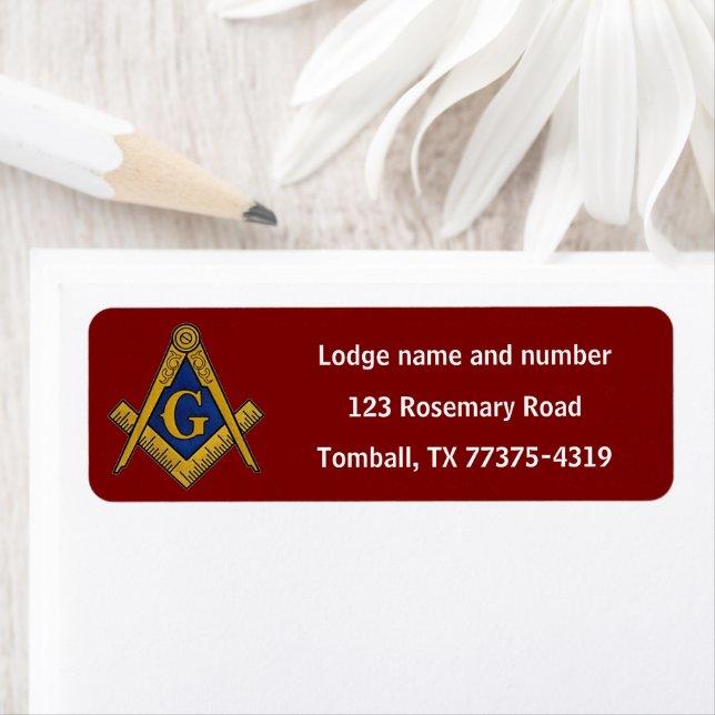 Freemason Masonic Square and Compass Burgundy Label (Insitu)