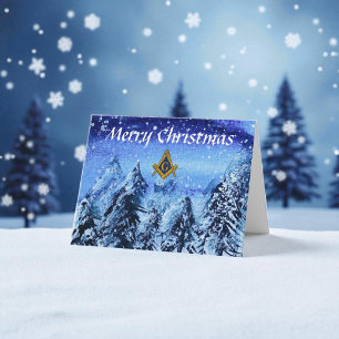 Freemason Masonic Square and Compass Christmas Letterpress Thank You Card