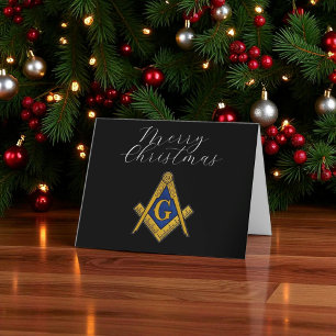 Freemason Masonic Square and Compass Christmas Letterpress Thank You Card