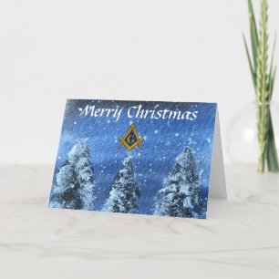 Freemason Masonic Square and Compass Christmas Letterpress Thank You Card