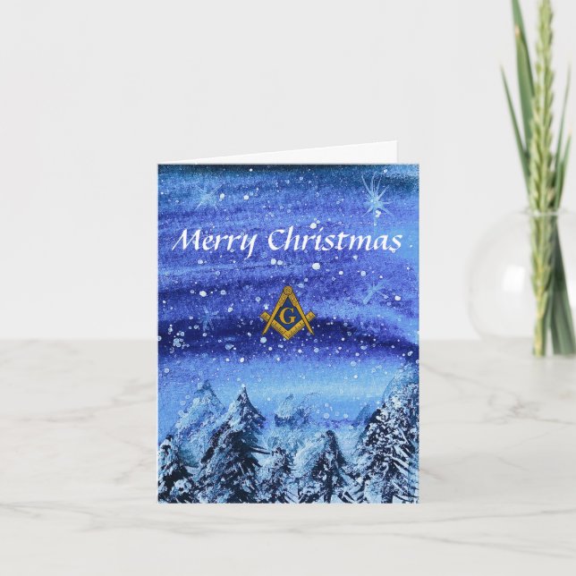 Freemason Masonic Square and Compass Christmas Thank You Card (Front)