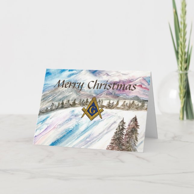 Freemason Masonic Square and Compass Christmas Thank You Card (Front)