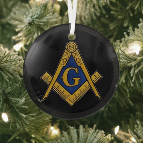 Freemason Masonic Square and Compass Freemasonry Glass Ornament