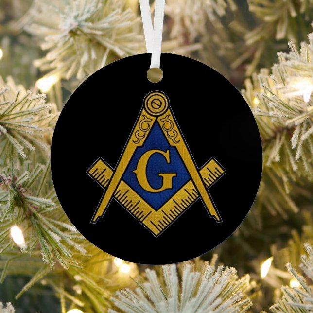 Freemason Masonic Square and Compass Freemasonry Metal Ornament (Insitu)