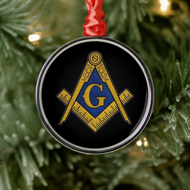 Freemason Masonic Square and Compass Freemasonry Metal Ornament (Tree)