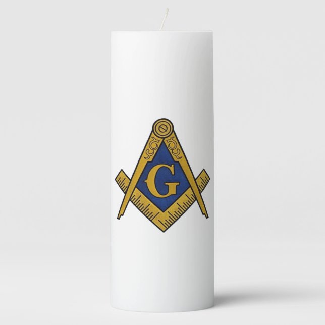 Freemason Masonic Square and Compass Freemasonry Pillar Candle (Front)