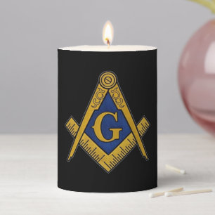 Freemason Masonic Square and Compass Freemasonry Pillar Candle